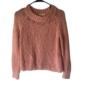 Aeropostale Women's Size XS Pink‎ Cable Knit Coquette Feminine Casual Sweater
